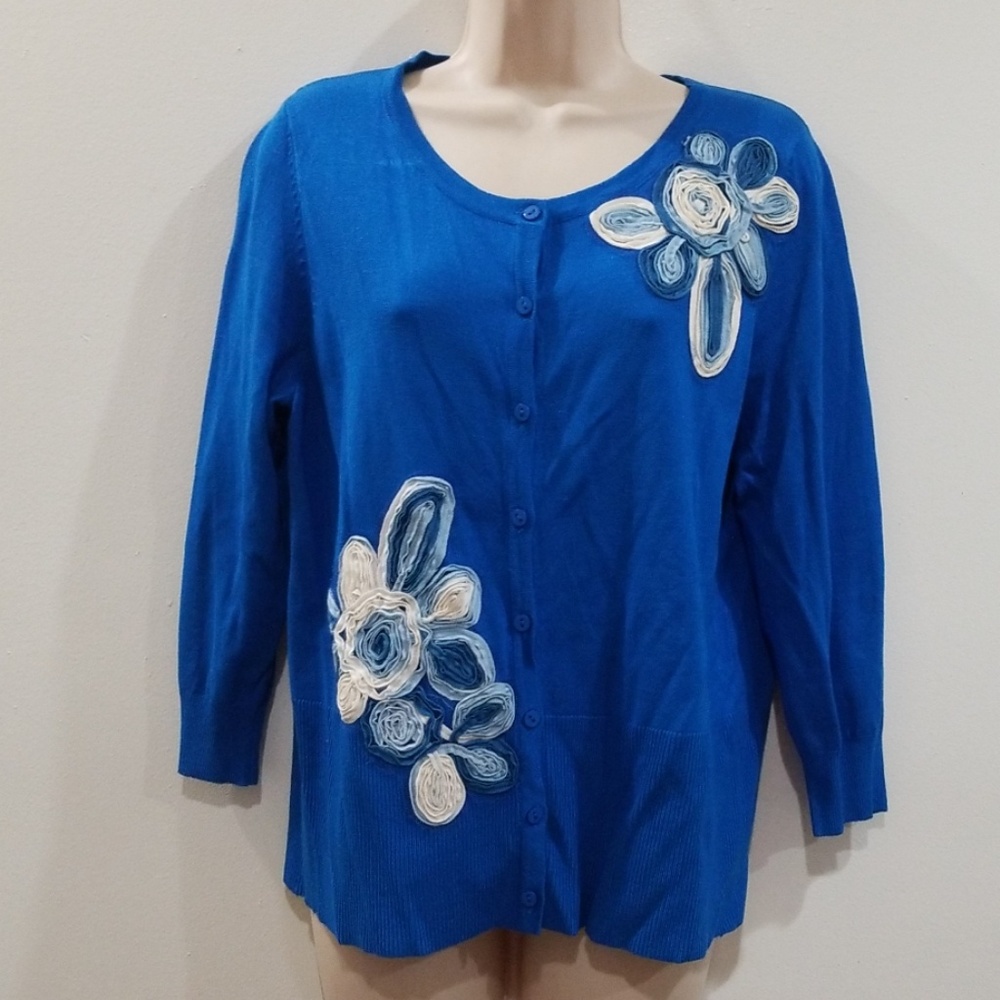 Joseph Abboud blue embroidered sweater size large